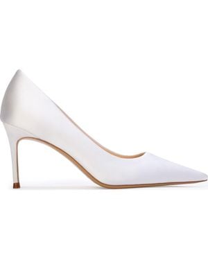 Black Suede Studio Mia 80 Satin Pump - White