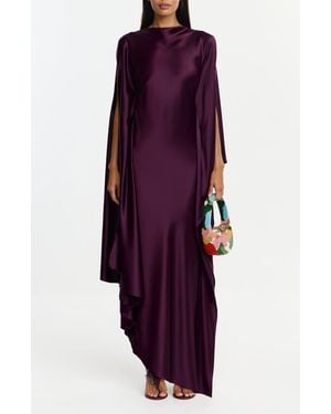 Acler Jarvis Long Sleeve Satin Gown - Purple