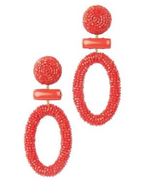 Deepa Gurnani Yolanda Drop Earrings - Red