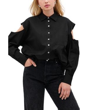 MARCELLA Downtown Cold Shoulder Button-Up Shirt - Black