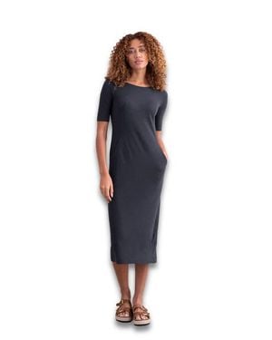 Celtic & Co. Linen Cotton Blend Button Back Dress - Blue