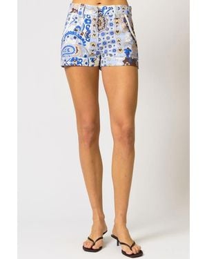 Central Park West Inez Paisley Belted Short - Blue