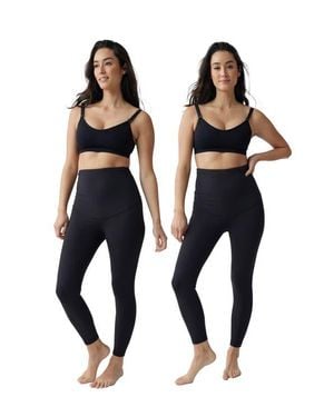 Ingrid & Isabel Postpartum Compression Leggings 2-Pack Bundle - Black