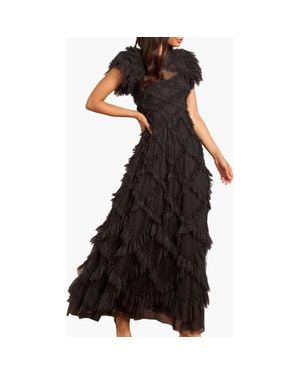 Needle & Thread Genevieve Ruffle Short Sleeve Maxi Gown - Black