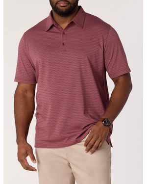 Oak Hill by DXL Big & Tall Striped Tech Polo Shirt - Red