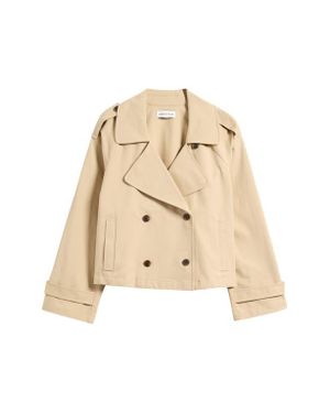 Nordstrom Crop Stretch Cotton Trench Coat - Natural