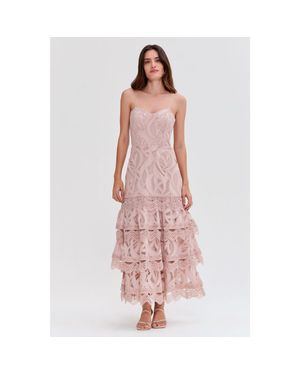 PATBO Aura Lace Flutter Midi Dress - Pink