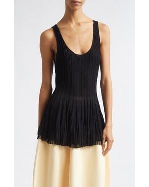 Ashlyn Bennett Layered Hem Rib Sweater Tank - Black