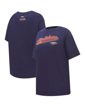 Pro Standard New Orleans Pelicans Script Boyfriend T-Shirt - Blue