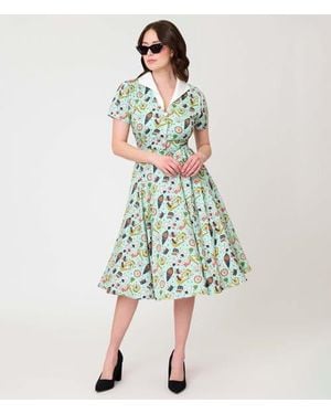 Unique Vintage 1950S Collared Shirt Dress - White
