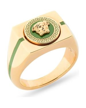 Versace Enamel Medusa Signet Ring - Metallic