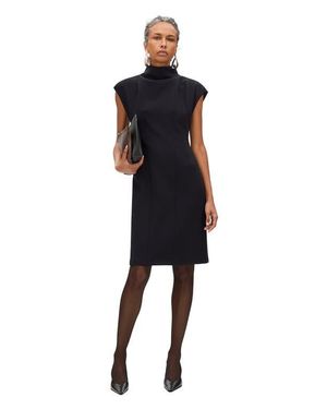 Another Tomorrow Double Face Cowl Dress - Black