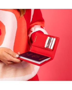 Casupo Leather Passport Wallet With Rfid Protection - Red