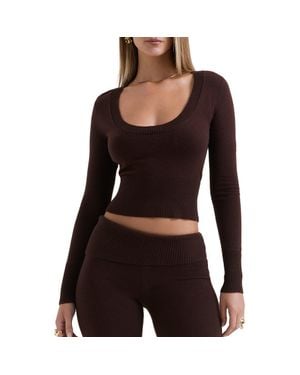 House Of Cb Raquel Scoop Neck Crop Sweater - Black