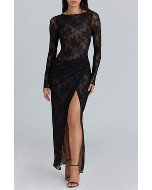 House Of Cb Sapphira Lace Gown - Black