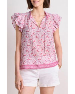 Vineyard Vines Print Ruffle Sleeve Top - Pink