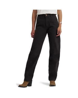 Wrangler High Waist Ankle Barrel Jeans - Black