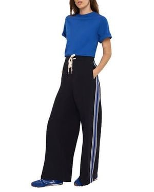 Mint Velvet Side Stripe Wide Pants - Blue