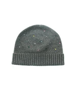 Portolano Cashmere Beanie With Crystal Stones - Green