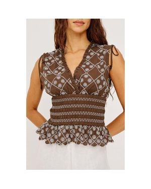 Rails Rizzo Embroidered Top - Brown