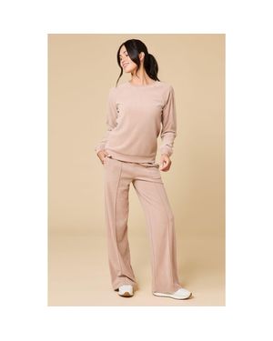 Softies Vintage Velvet Crewneck With Pintuck Pant - Natural