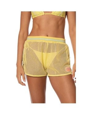 Maaji Golden Ray Kythi Mesh Cover-Up Shorts - Yellow