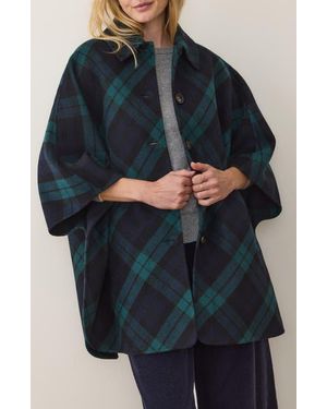 Marine Layer Colette Plaid Cape Coat - Blue