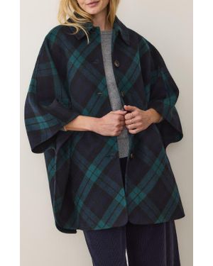 Marine Layer Colette Plaid Cape Coat - Blue
