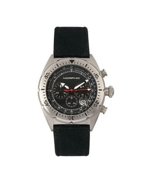 Morphic M53 Series Chronograph Fiber-Weaved Leather-Band Watch W/Date - Black