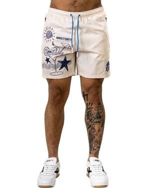 Maceoo Marty Embroidered Swim Trunks - White