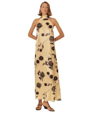 Exquise Bonnie Floral Viscose Maxi Dress - Metallic