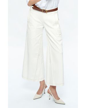Bayeas Timothy Low Rise Ankle Wide Leg Jeans - White
