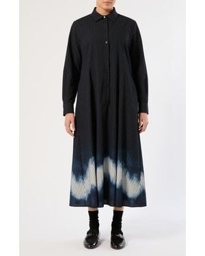 Marina Rinaldi Flock Pinstripe Shirtdress - Black