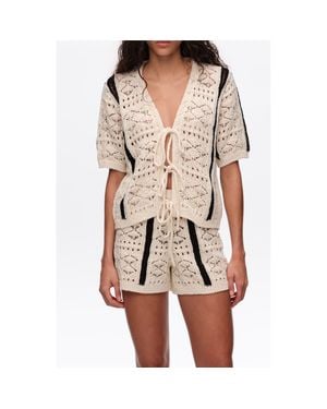 Bimba Y Lola Two-Tone Knit Cardigan - Natural