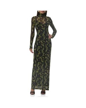 AFRM Billie Floral Long Sleeve Mesh Maxi Dress - Green