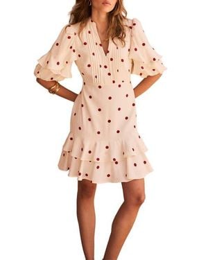 Mint Velvet Polka Dot Mini Dress - Pink