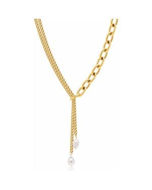 Nialaya Transformer Pearl Necklace - Metallic