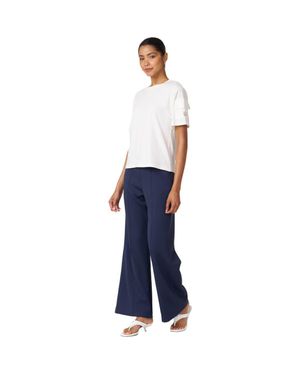 Rebody Active Madison Pintuck Wide Leg Scuba Knit Pant 30 - Blue