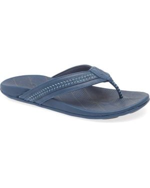 Olukai Aho Leather Flip Flop - Blue