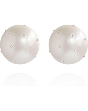 Saule Label Gaia Crystal Midi Earrings - White