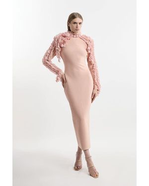 Karen Millen Bandage Rosette Midi Detail Dress - Pink