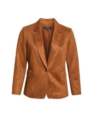 Tahari Faux Suede Blazer - Brown