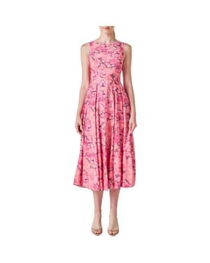 Endless Rose Floral Print Sleeveless Midi Dress - Red