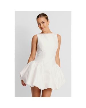 Six Stories Sleeveless Bubble Hem Mini Dress - White
