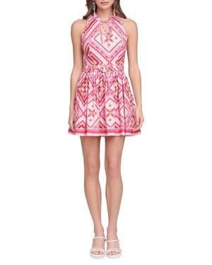 Avec Les Filles Print Sleeveless Minidress - Red