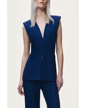 Nocturne Padded V-Neck Vest - Blue