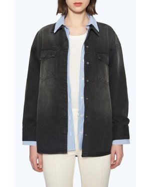 Bayeas Oversize Denim Shirt Jacket - Black