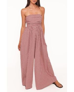 Petal & Pup Paige Strapless Wide Leg Jumpsuit - Pink