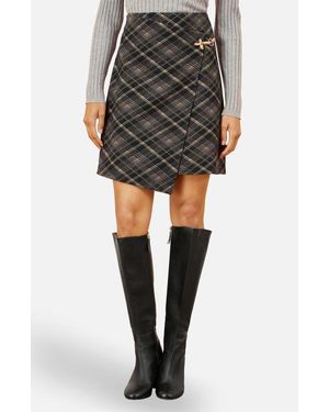 Yumi' Check Wrap Skirt - Black