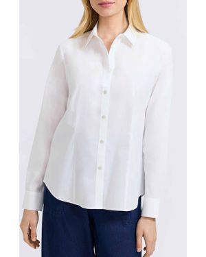 Foxcroft June Stretch Cotton Blend Button-Up Shirt - White